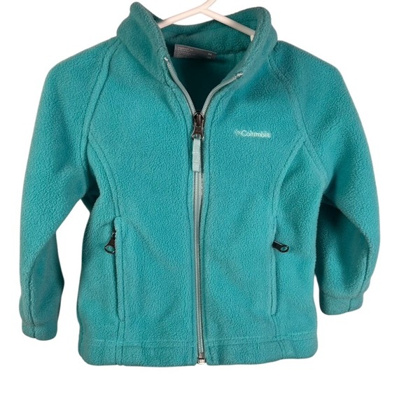 Columbia Kids Fleece Jacket Full Zip Teal Blue Size 2T Outdoor Warm - Picture 1 of 15